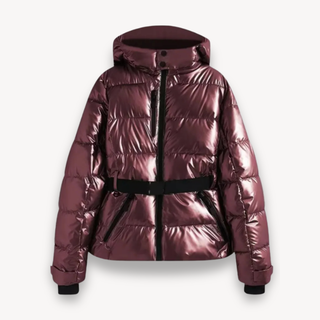 Women’s Hooded Puffer Jacket with Belt – Modern Quilted Design