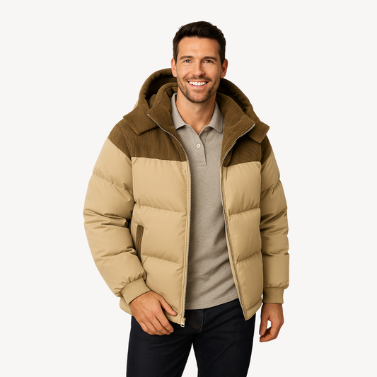 Men’s Hooded Puffer Jacket – Contemporary Quilted Design