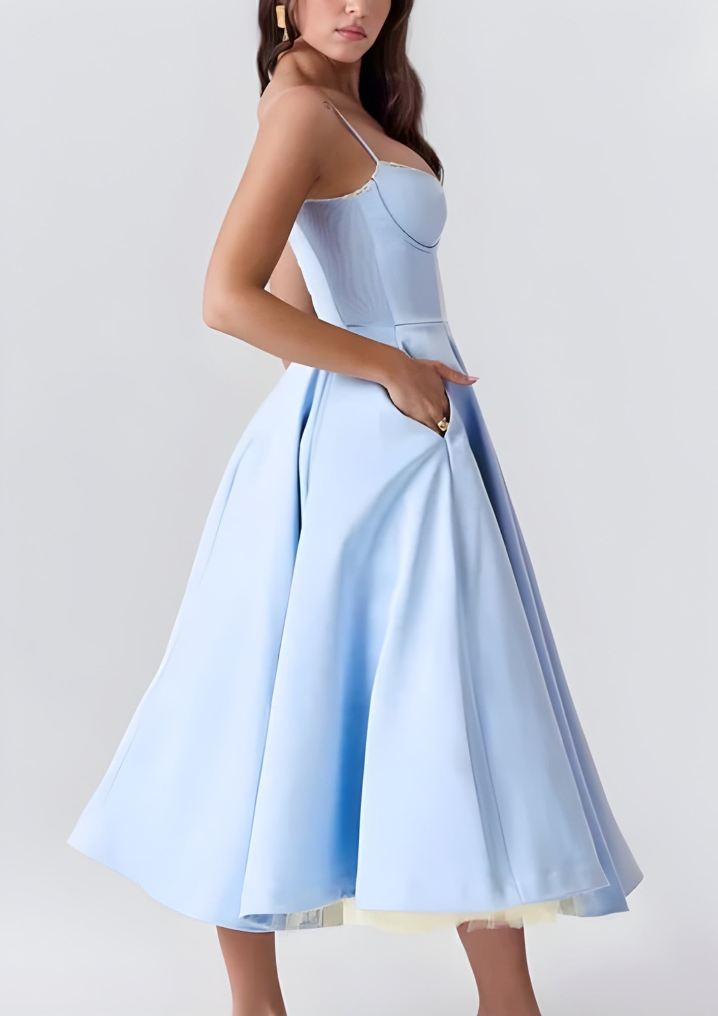 Women’s Long Satin Dress with Flowing Silhouette for Evening Events