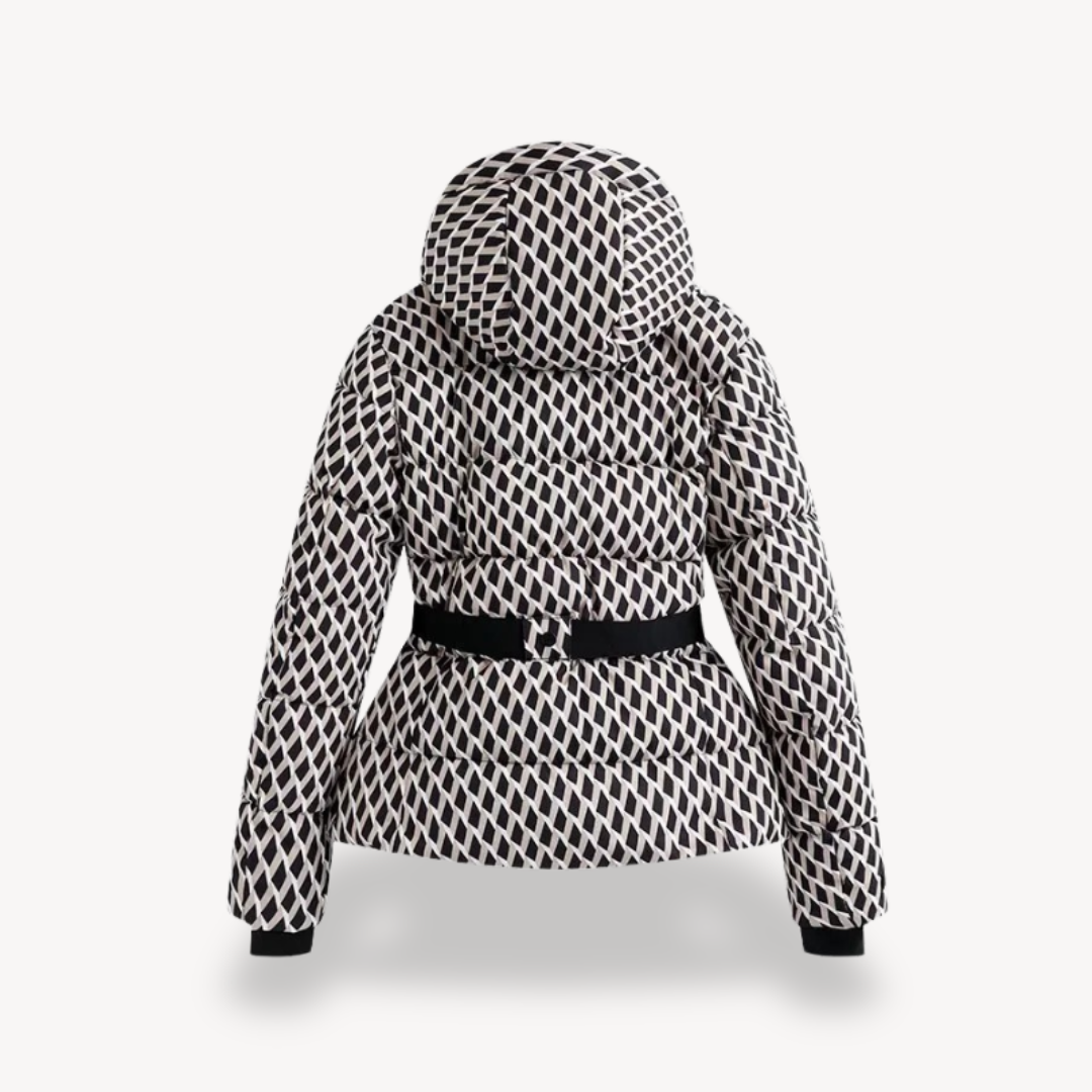 Women’s Hooded Puffer Jacket with Belt – Modern Quilted Design