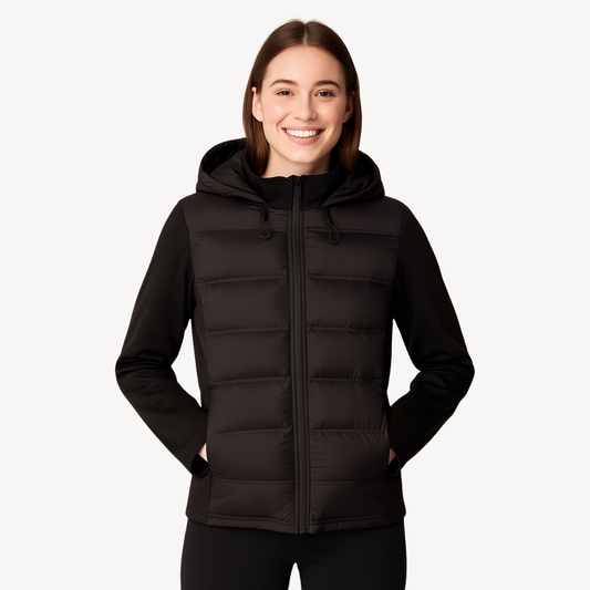 Women’s Longline Quilted Jacket with Hood – Contemporary Puffer Design