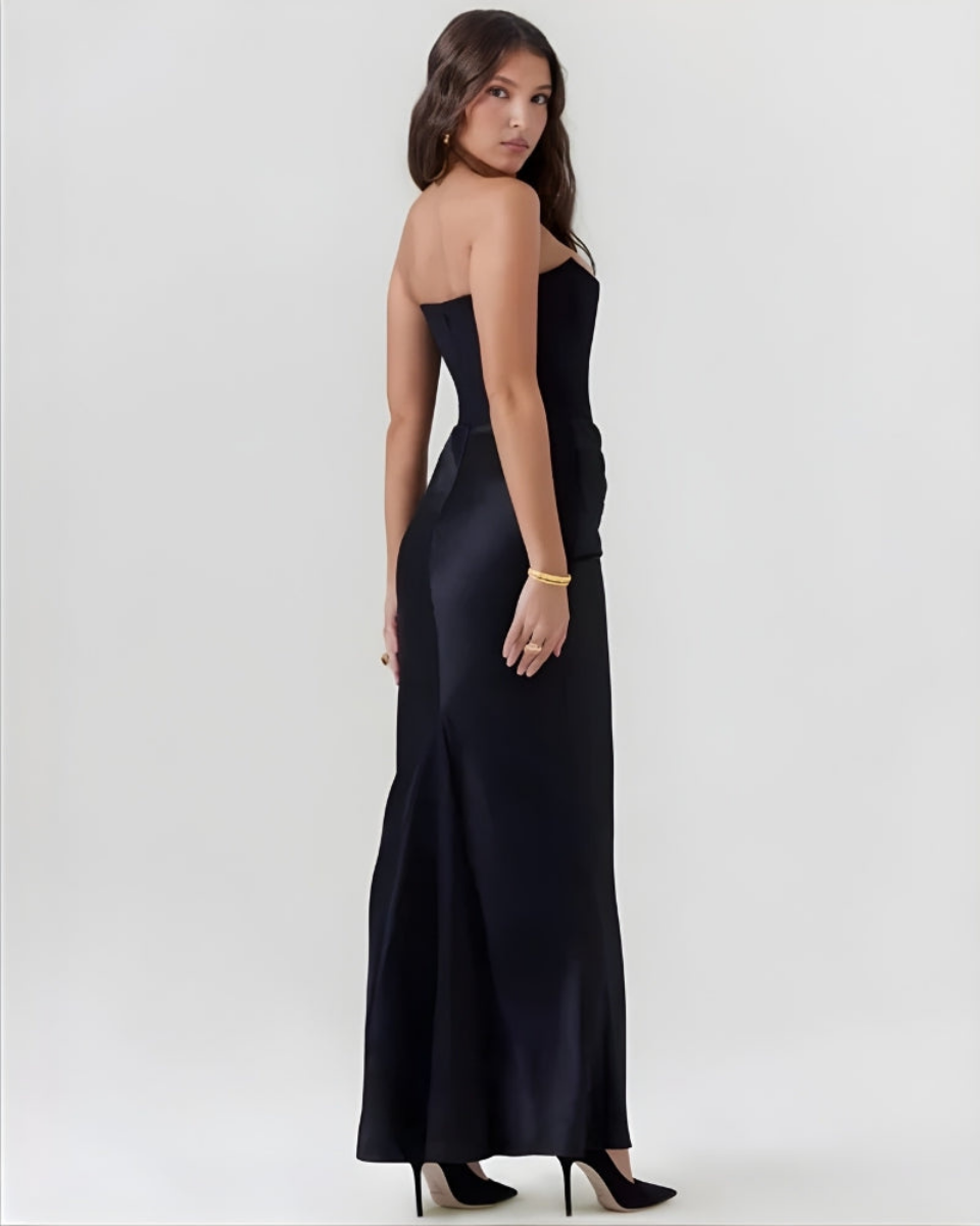 Women’s Off-Shoulder Long Evening Dress with Draped Waist Detail