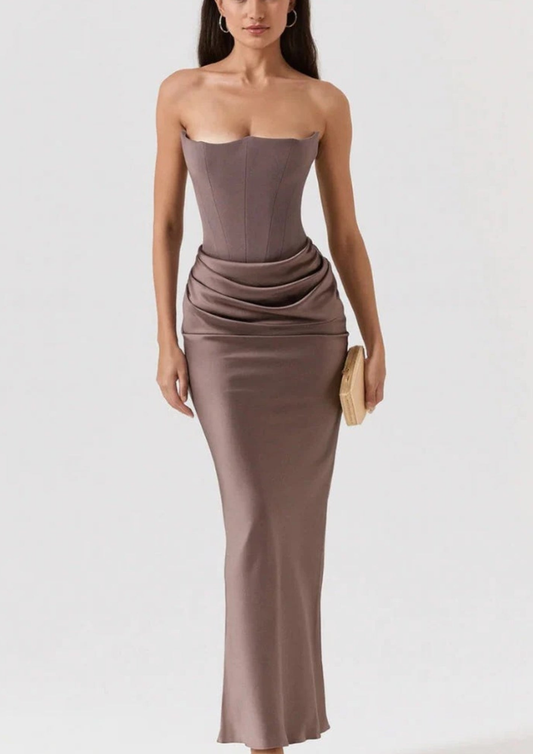 Women’s Strapless Floor-Length Maxi Dress for Formal Events