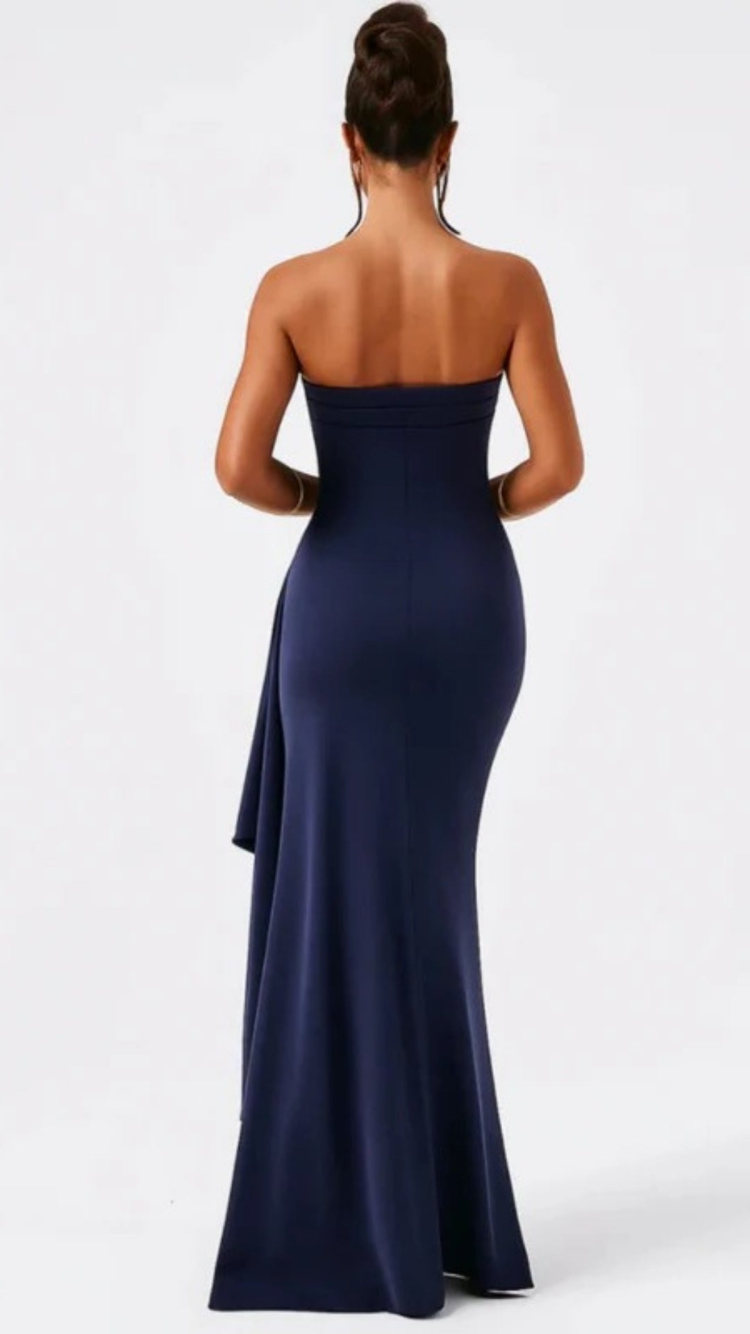 Women’s Strapless Maxi Dress with High Side Slit for Evening Occasions