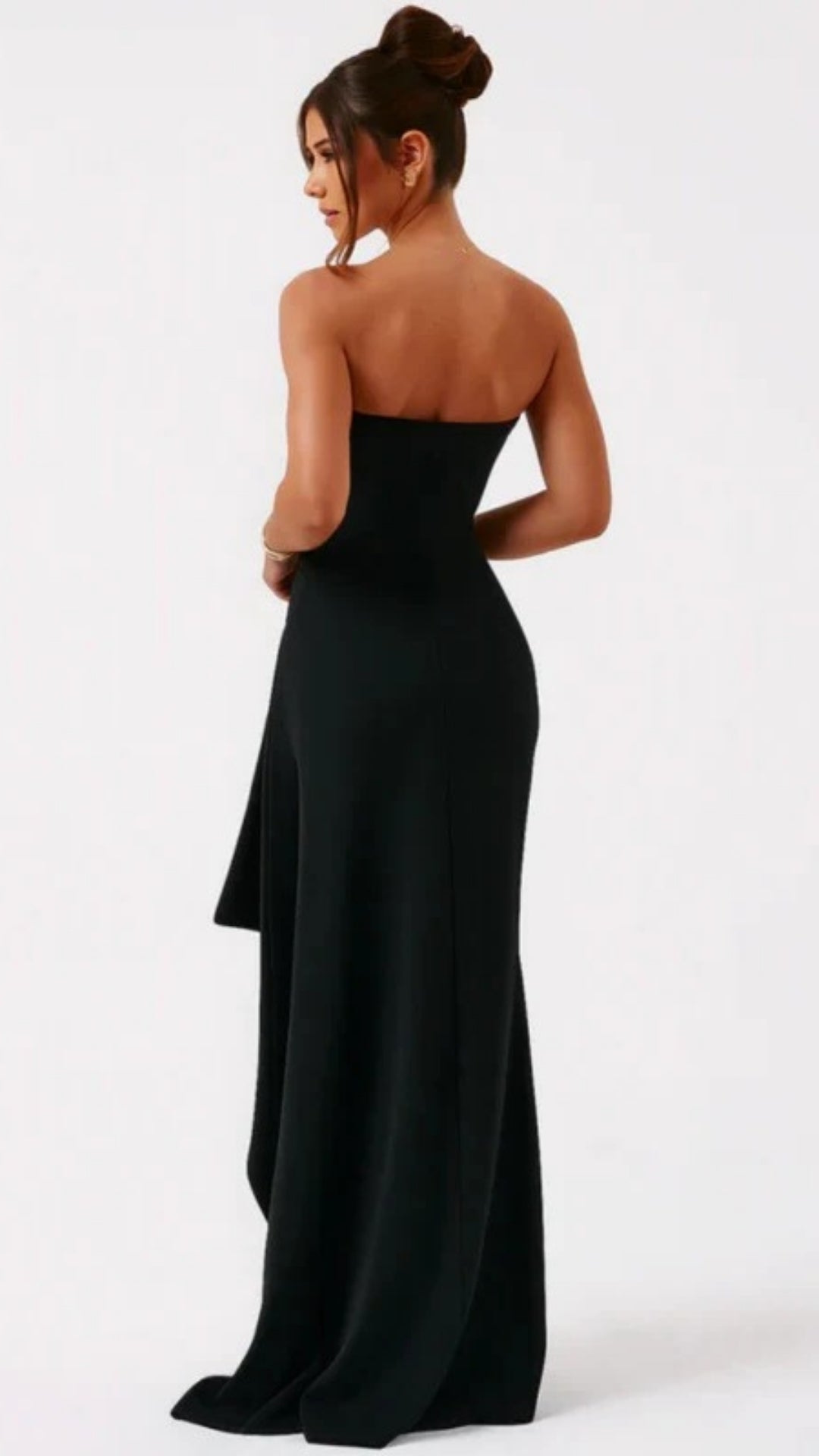 Women’s Strapless Maxi Dress with High Side Slit for Evening Occasions