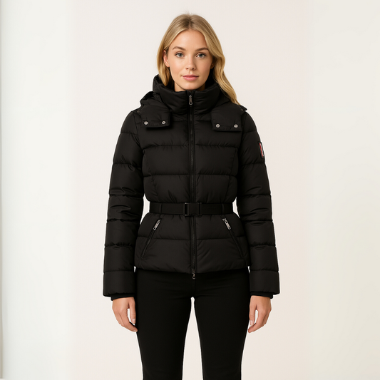 Women’s Winter Jacket with Belt – Tailored Puffer Style